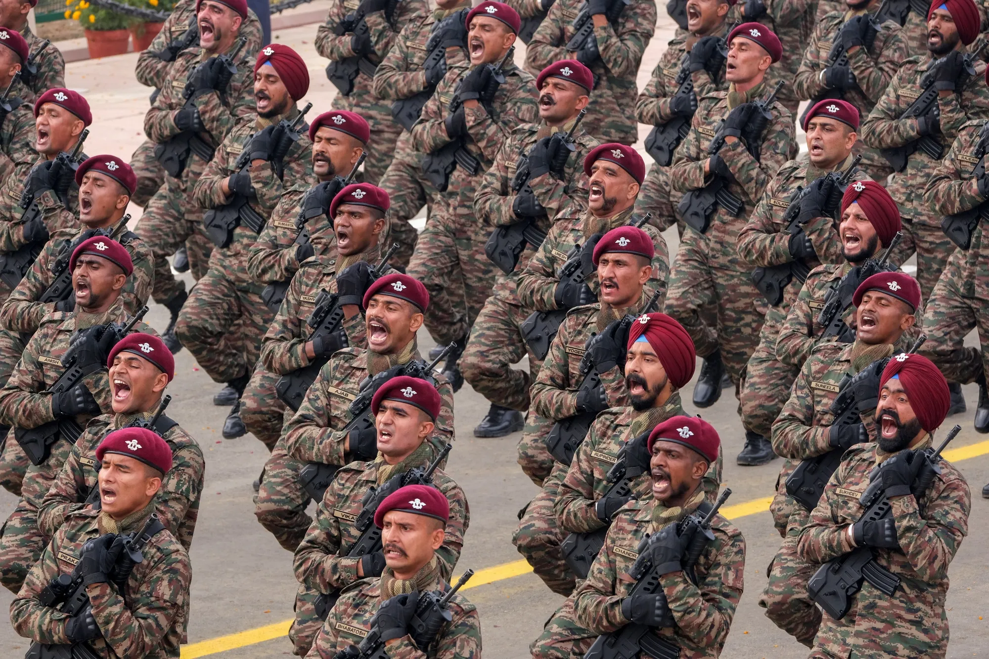 Indian Army soldiers march&nbsp;during the Republic Day parade in New Delhi, India, on Jan. 26.