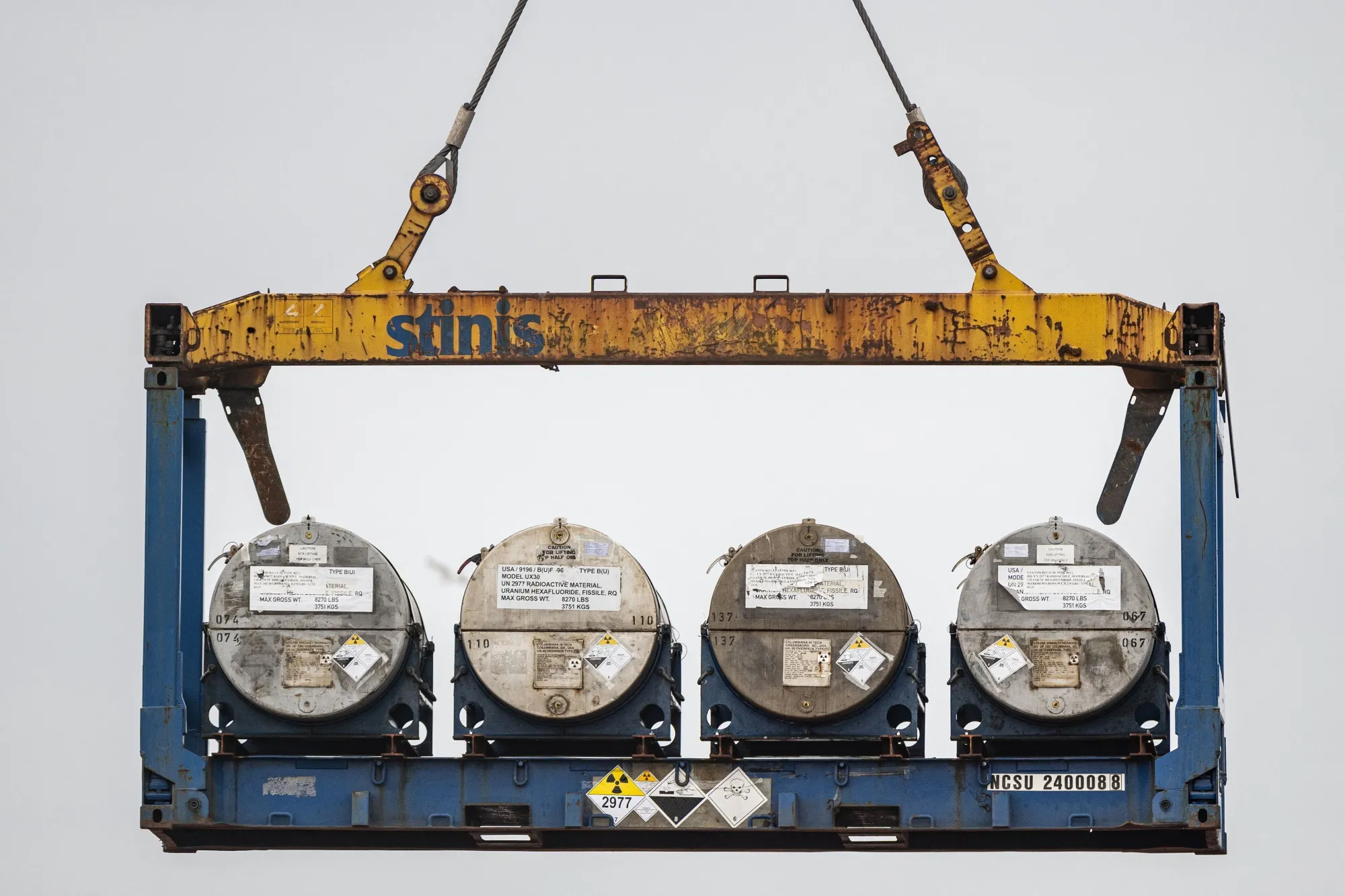 Cylinders of uranium from a Russian cargo ship.