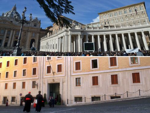 The current pontiff opted for a three-room dorm at the modest St Martha’s guesthouse on Vatican City’s southern reaches (bottom), rather than the papal apartments (top) for which Pope Benedict had mandated a three month-long overhaul.