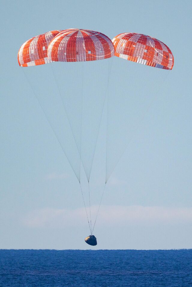 Orion splashes down in the Pacific Ocean after the -day Artemis I mission around the moon in 2022.