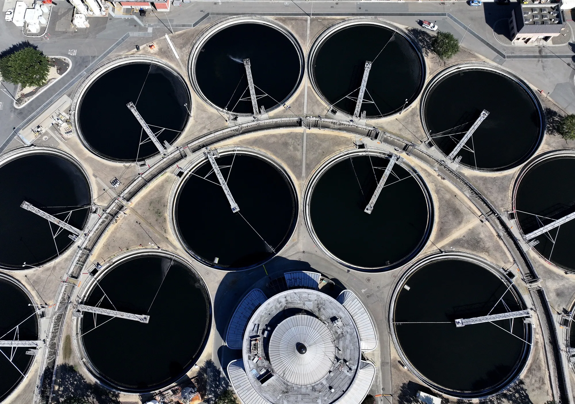 Pools of water at the East Bay Municipal Utility District Wastewater Treatment Plant&nbsp;in Oakland, California.&nbsp;