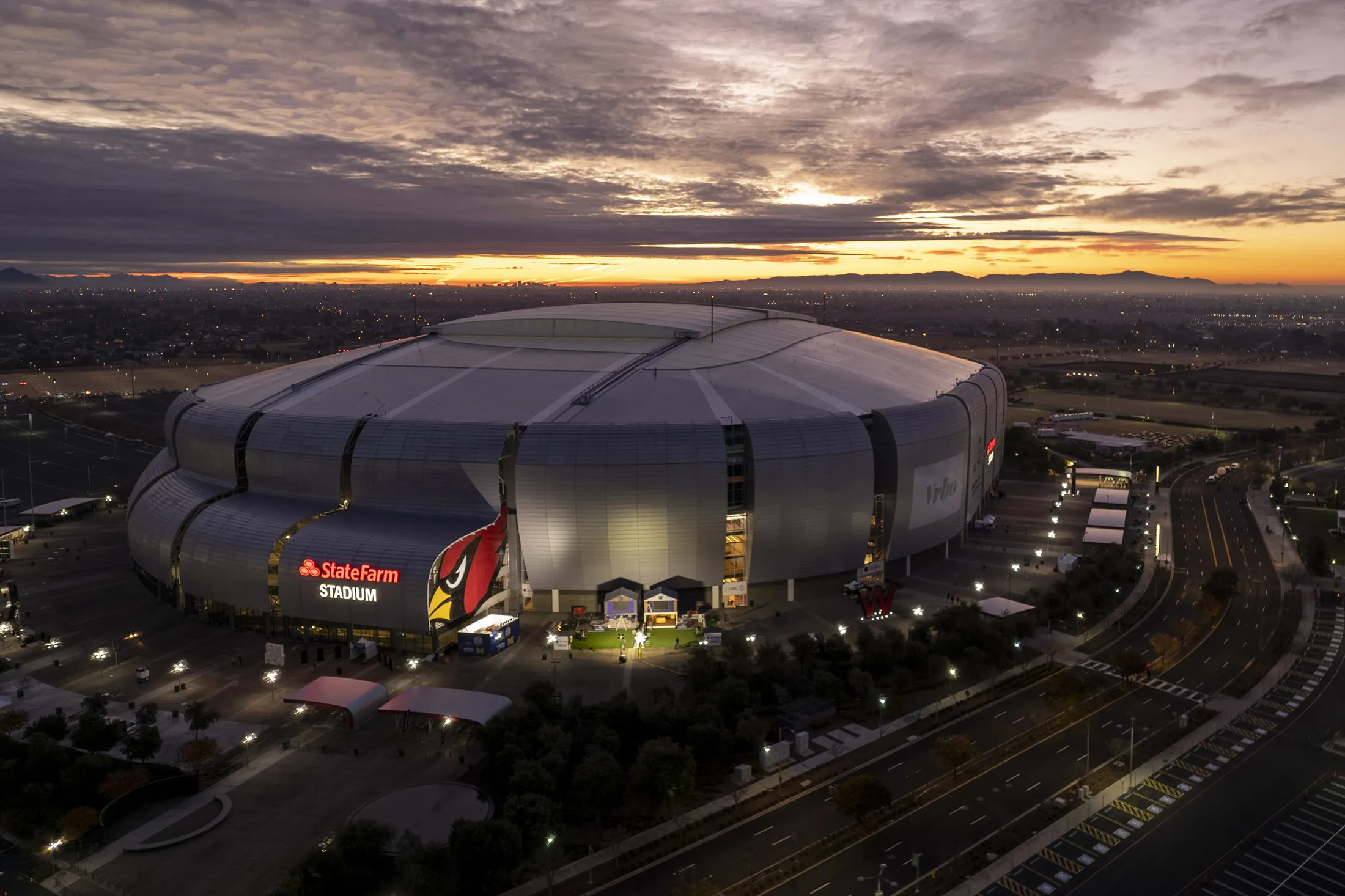 State Farm Stadium will be hosting Super Bowl LXII in Phoenix, Arizona.