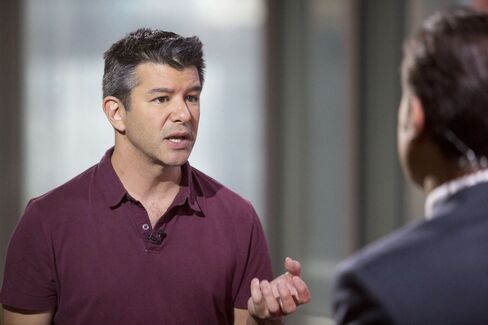 Travis Kalanick, co-founder and CEO of Uber, speaks during a Bloomberg Television interview in Hong Kong.