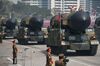 An unidentified rocket is displayed during a military parade marking the 105th anniversary of the birth of late North Korean leader Kim Il-Sung in Pyongyang.