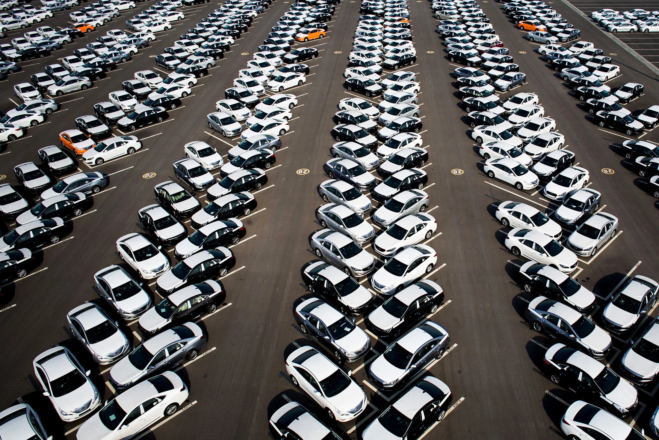 Hyundai vehicles at a delivery center at the company’s factory in Asan, South Korea.
