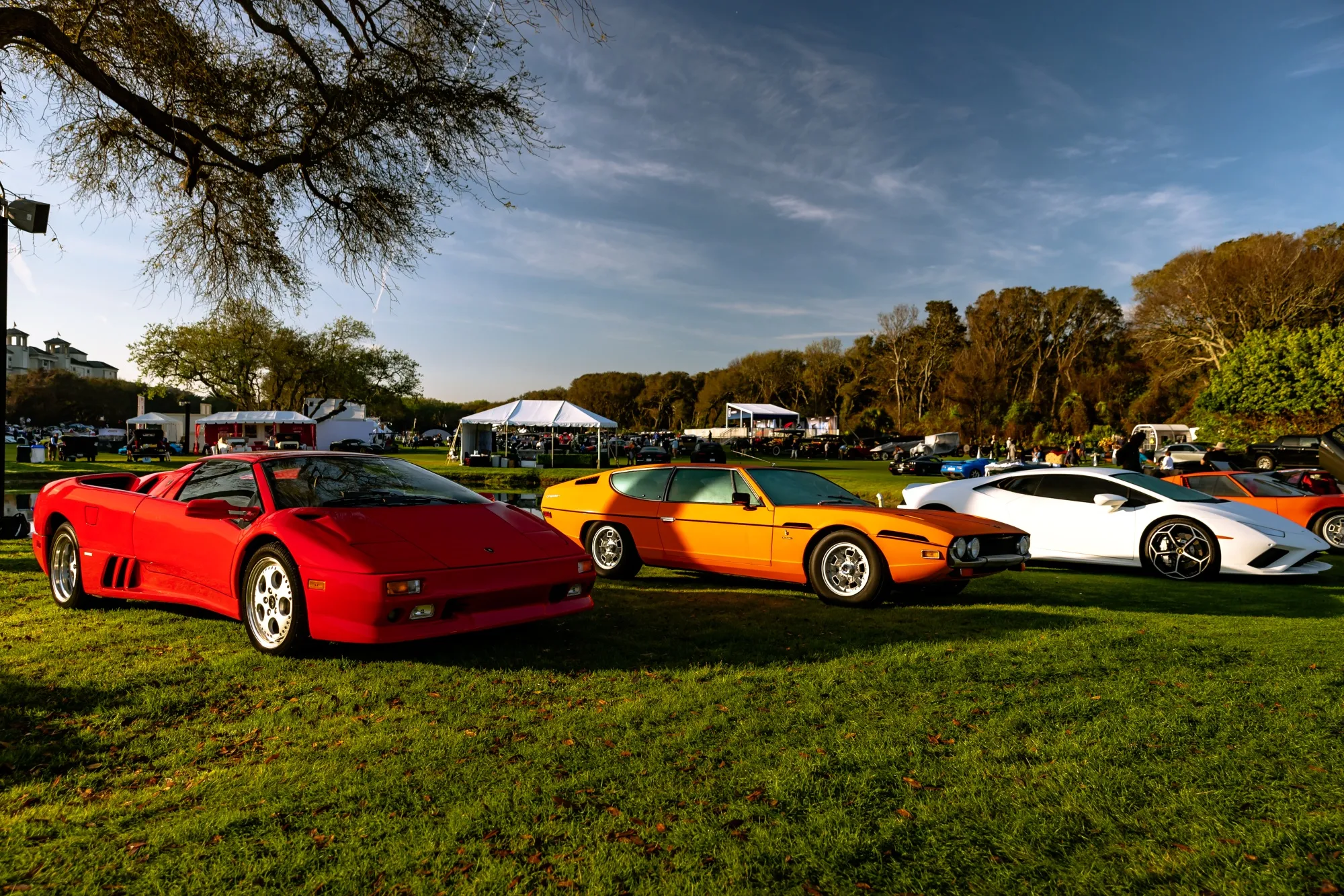 Classic cars during the RADwood presentation at the Amelia