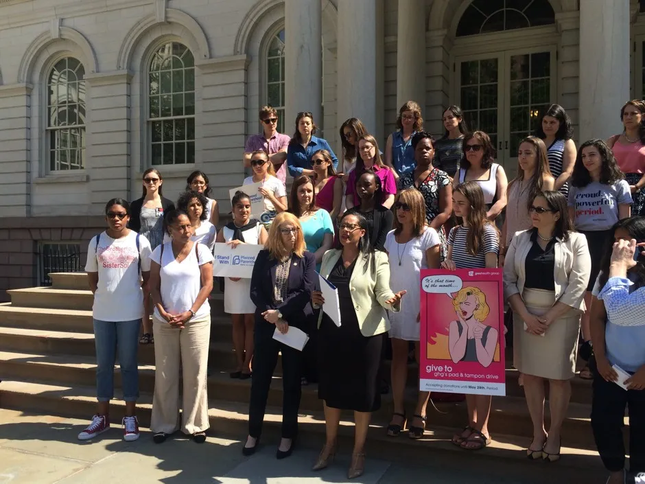 Council Member Julissa Ferreras-Copeland speaks about New York City's legislation on the steps of City Hall.