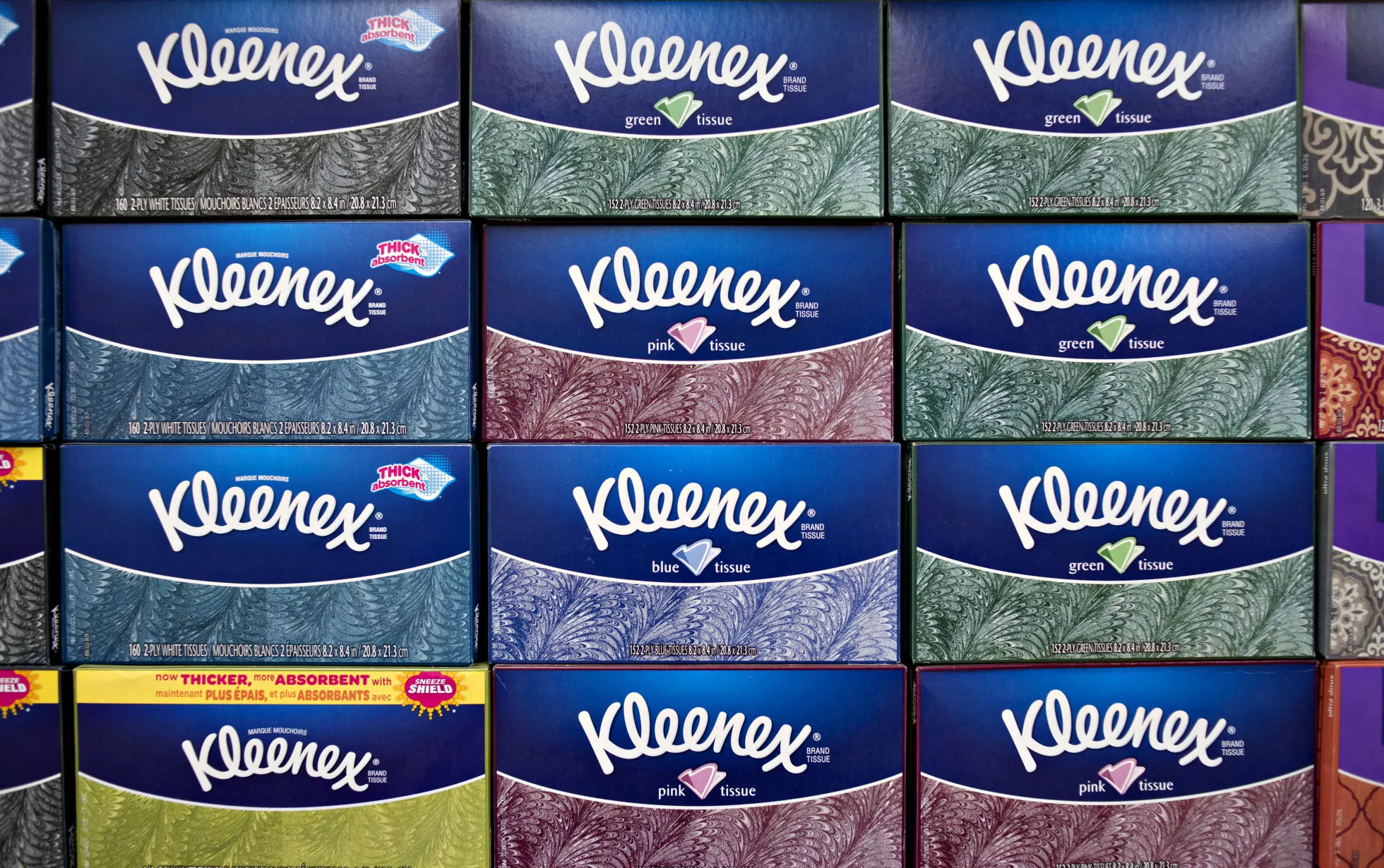 Kimberly-Clark Corp. Kleenex brand facial tissues.