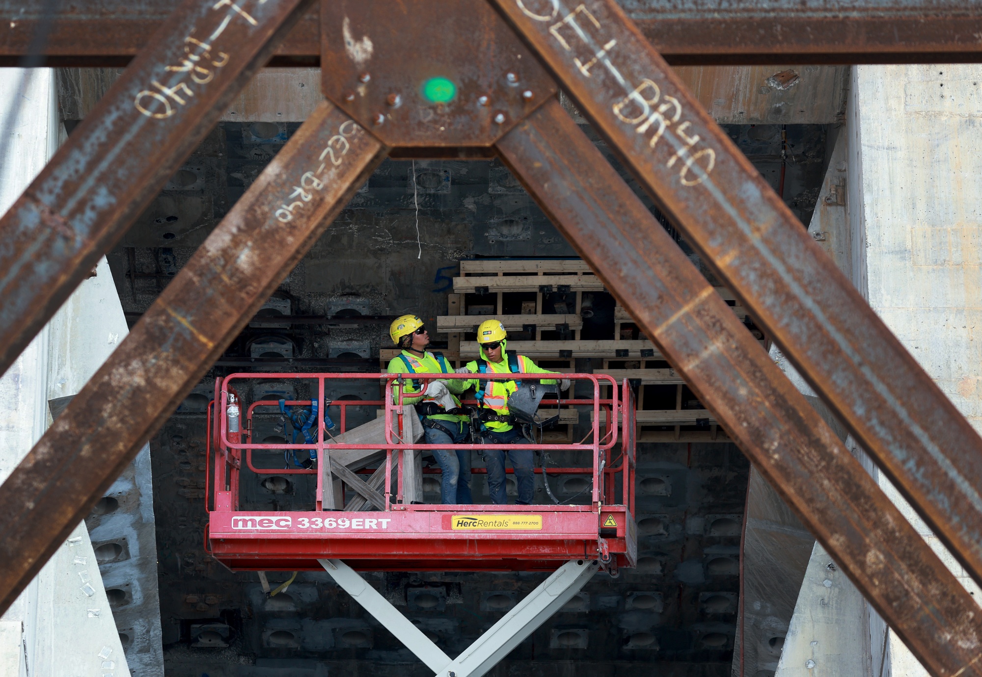Construction workers in Miami, Florida.