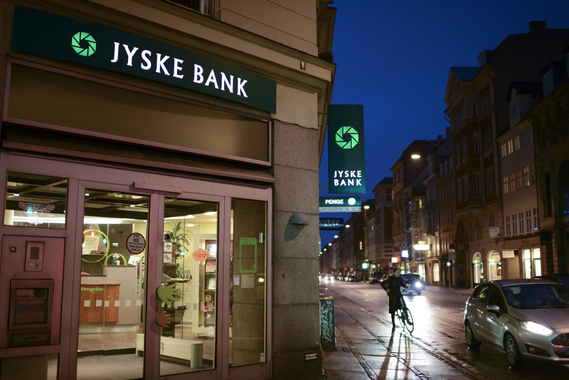 A Jyske Bank A/S bank branch in Copenhagen, Denmark.