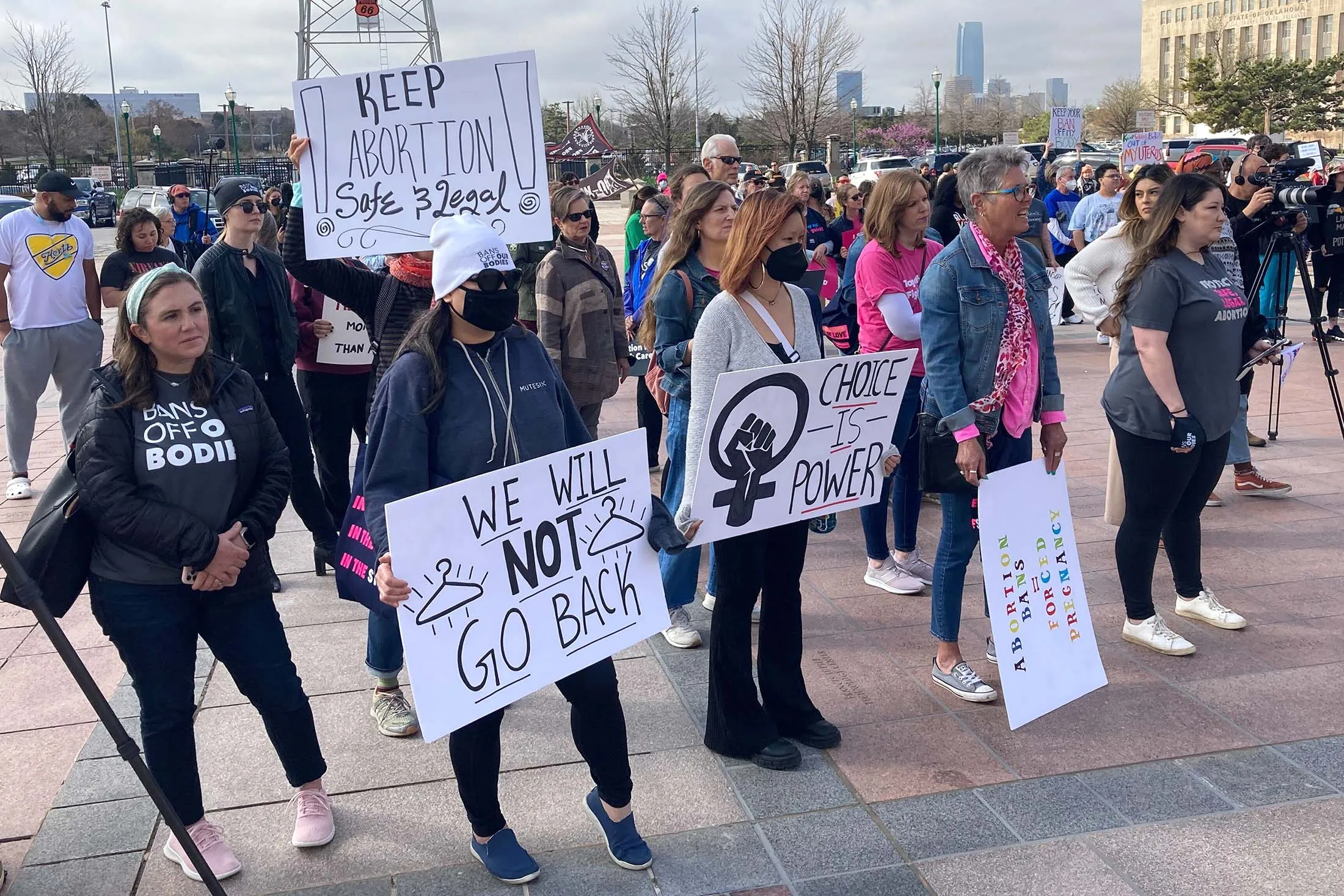 Abortion rights advocates outside the Oklahoma Capitol on April 5.