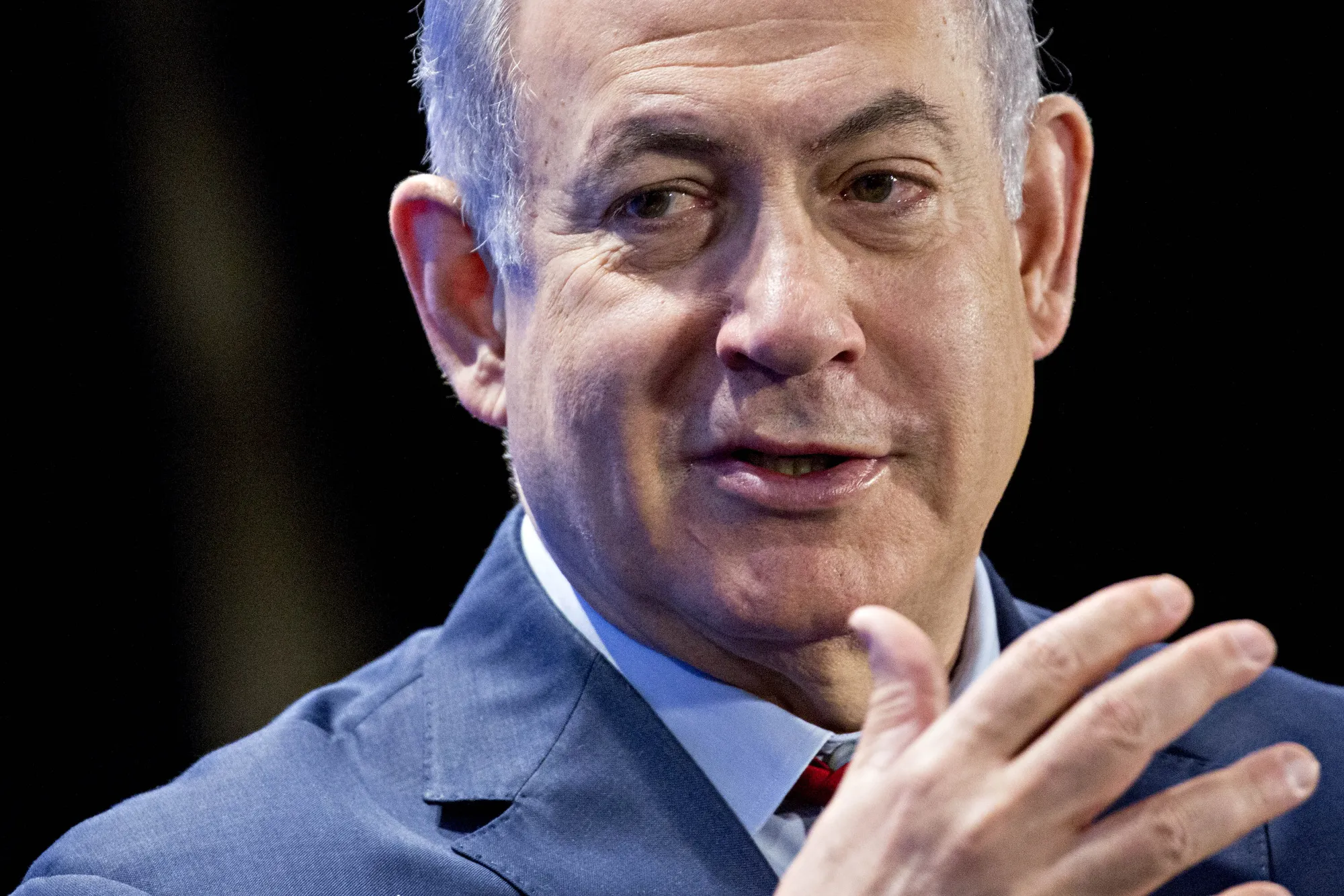 Benjamin Netanyahu, Israel's prime minister, speaks during an Economic Club of Washington conversation in Washington, D.C., U.S.