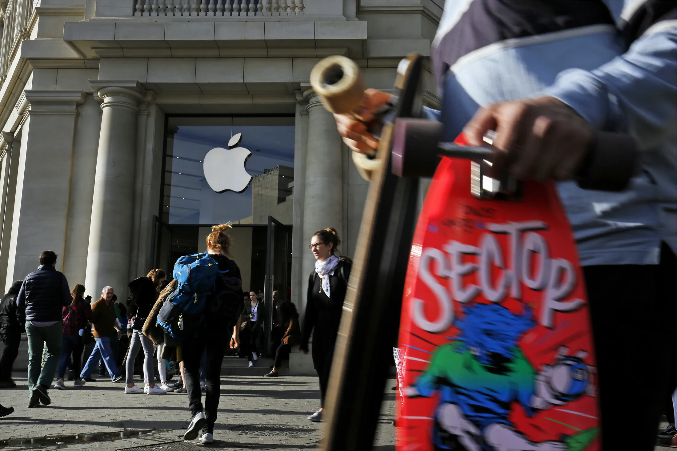 The Apple Inc. store on Passeig de Gracia street in Barcelona.

