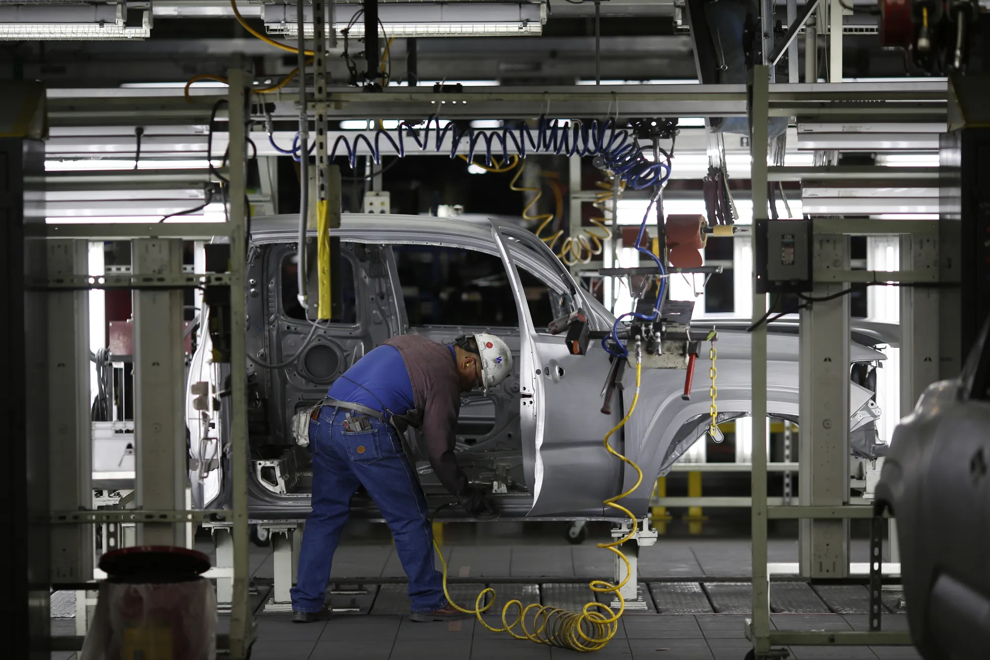 A worker on the assembly line at a manufacturing facility in San Antonio, Texas.