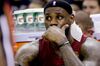LeBron James watches during the second half of game one of the NBA Finals on June 5 in San Antonio