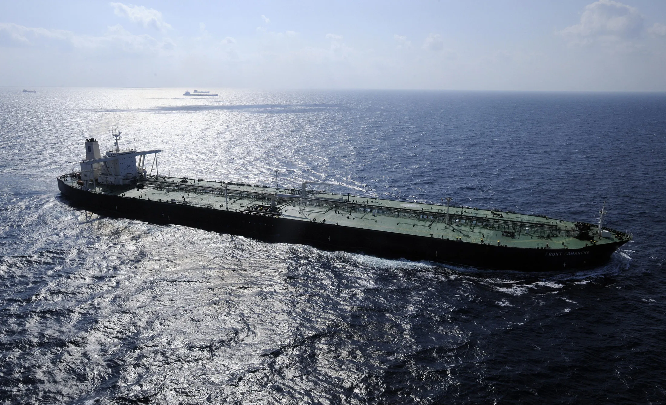 A supertanker carries oil in the Gulf of Aden.
