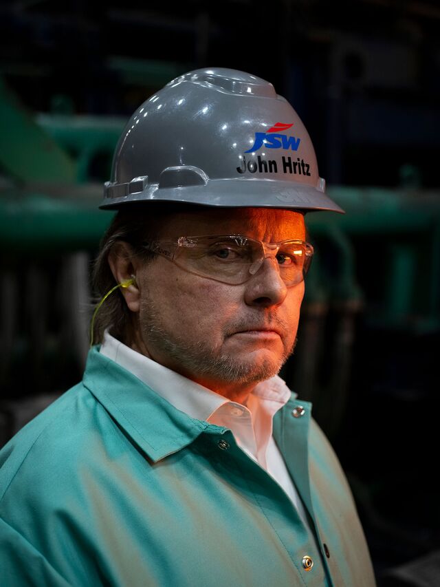 President and CEO of JSW Steel (USA) Inc. John Hritz wearing a hard hat, at the company's sheet mill in Baytown, Texas on Wednesday, February 5, 2020.