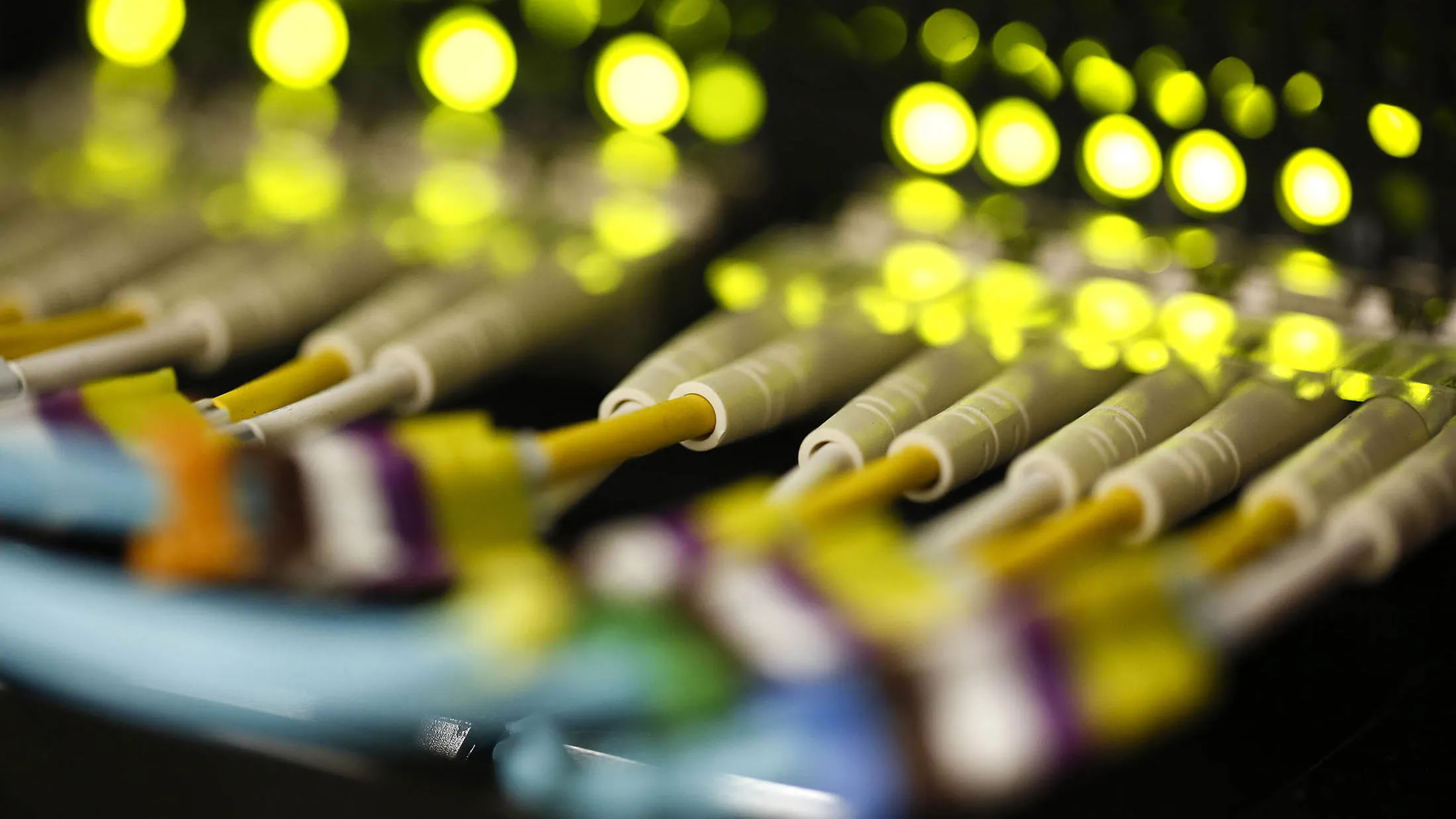 High End Data Cables Feed Into Servers