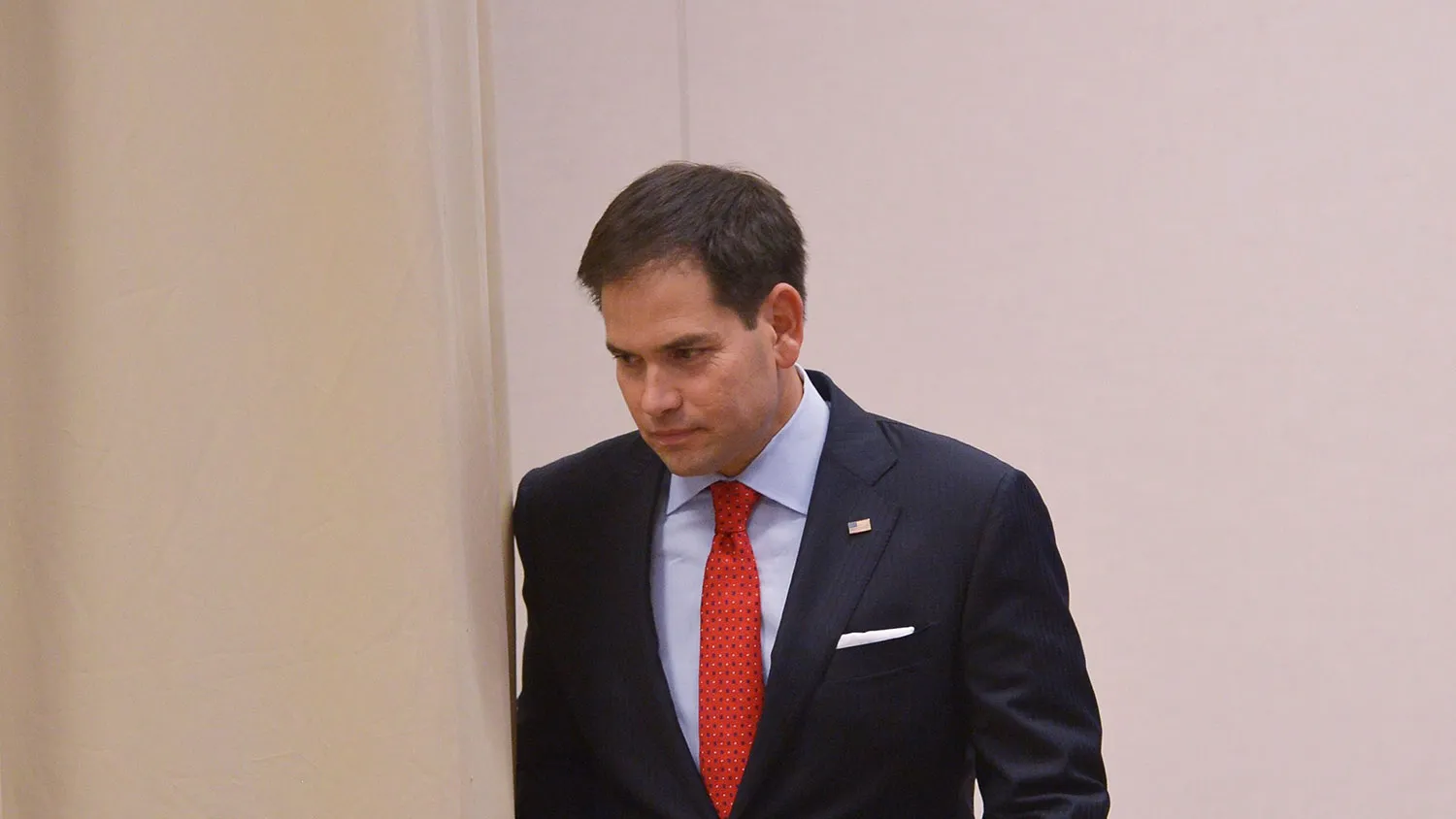 Senator Marco Rubio, R-FL, arrives for a discussion on the American family and cultural values.' at Catholic University on July 23, 2014 in Washington, DC. AFP PHOTO/Mandel NGAN
