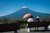 Tourists Climb Mount Fuji