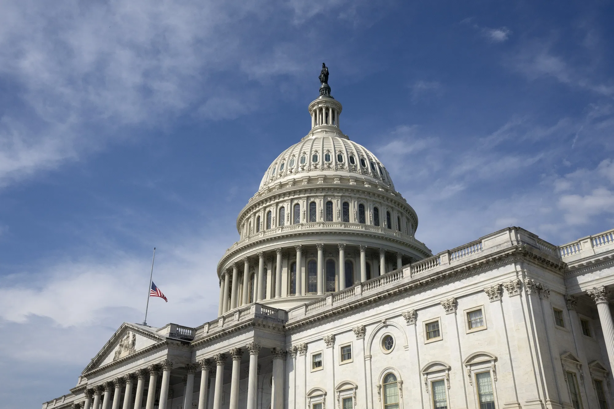 The American flag flies at half-staff to honor former Representative John Lewis&nbsp;outside the U.S. Capitol in Washington D.C. on July 20.