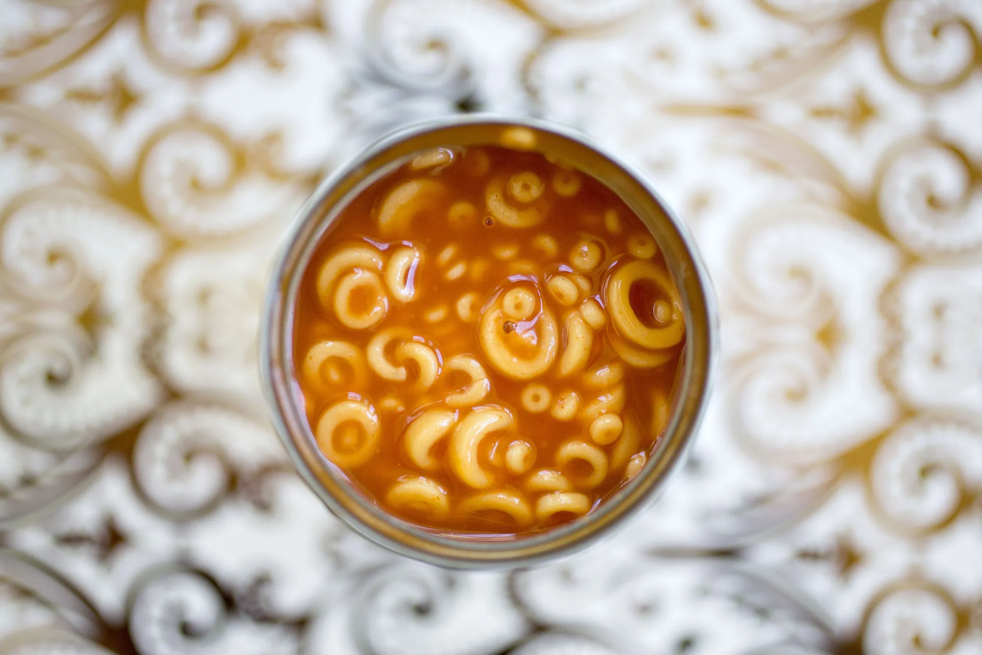 A can of Campbell Soup Co. SpaghettiOs brand pasta is arranged for a photograph in Tiskilwa, Illinois, U.S., on Thursday, May 18, 2017. Campbell Soup Co. is scheduled to release earnings figures on May 19.
