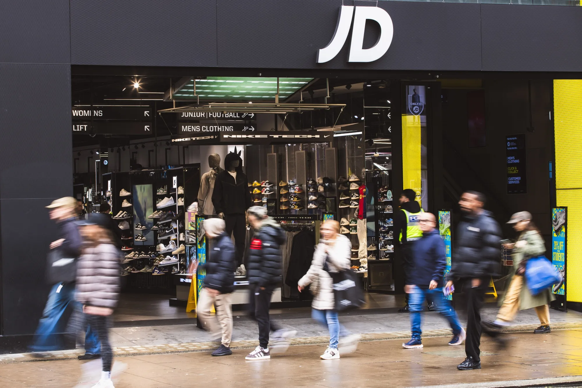 JD Sports adjusts outlook due to changing spending habits.