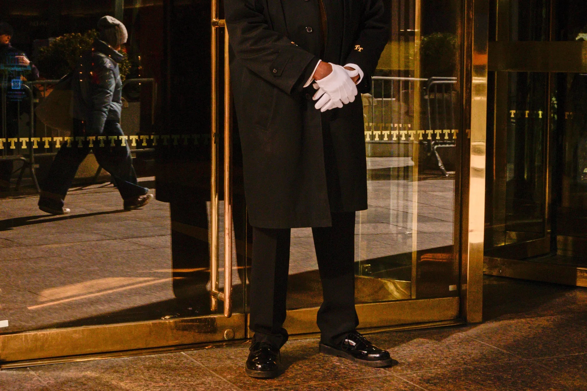 A doorman in New York on March 24.