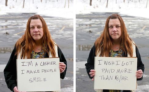 Jody Sullivan, 44, Rosendale, N.Y., earns $8 an hour as a cashier at a discount store. Click to view: Ten Workers on Living on the Minimum Wage