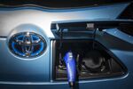 A power cable sits in the charge point of a Toyota Motor Corp. FT- EV III concept electric vehicle.