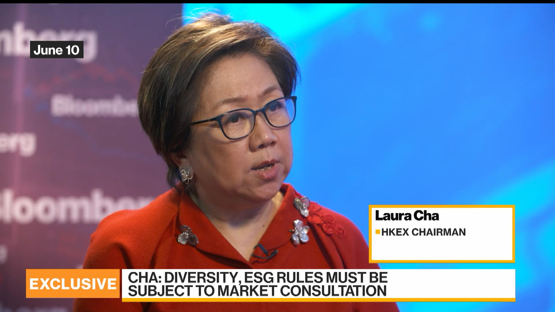 Watch HKEX Chairman Laura Cha on ESG Diversity Bloomberg