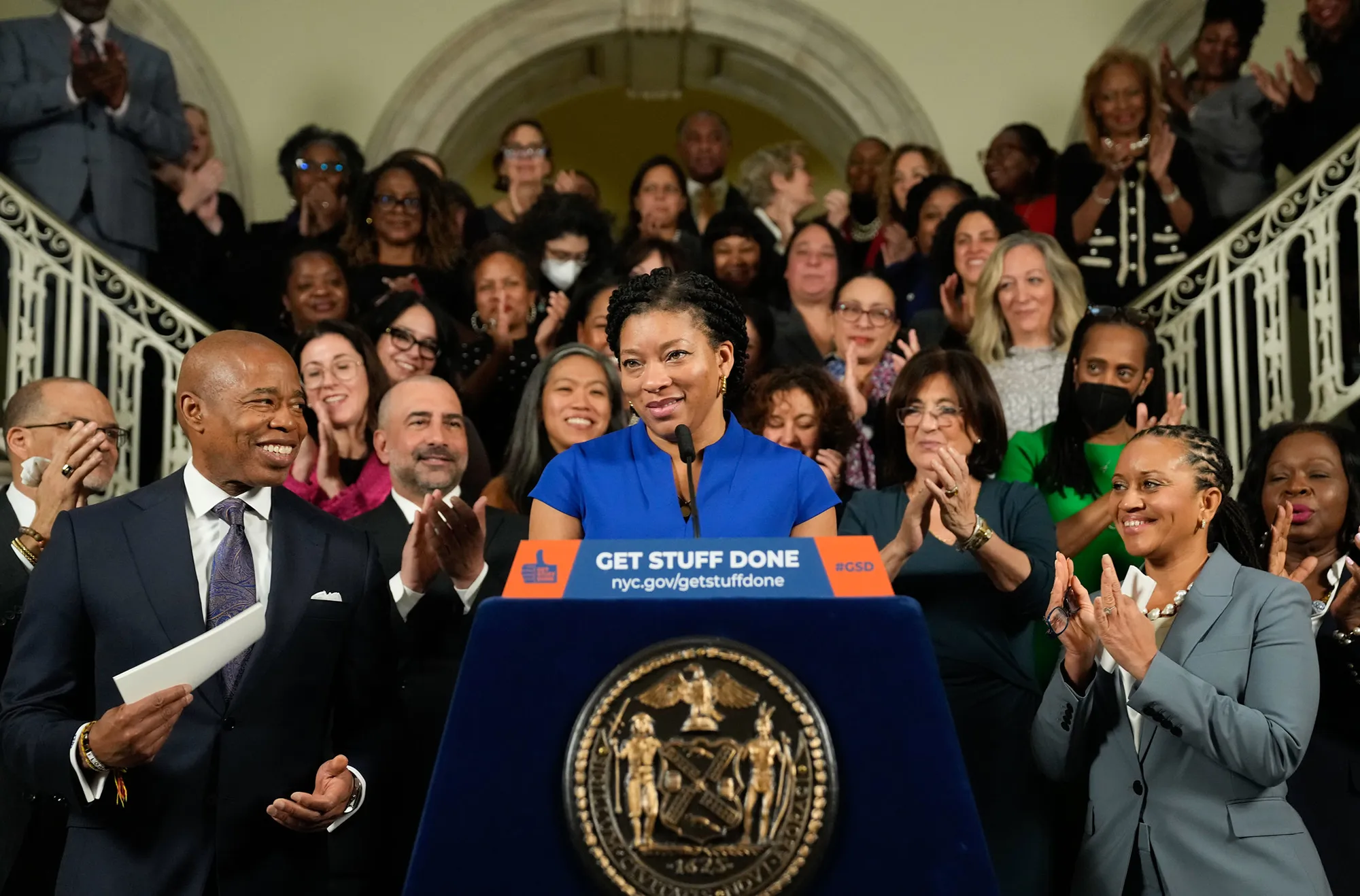 Camille Joseph Varlack speaks at City Hall on Dec. 6.