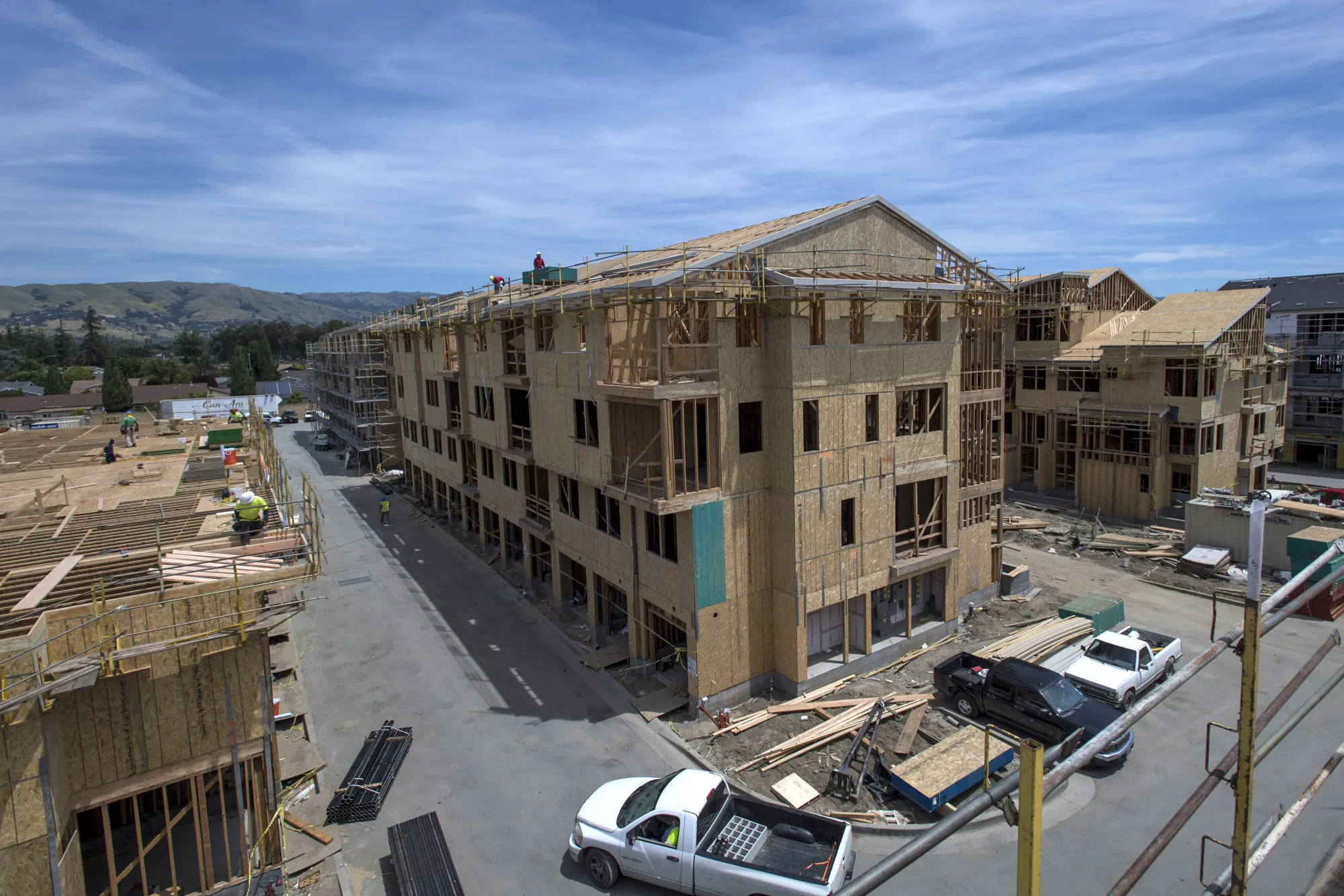 Townhouses under construction in San Jose.