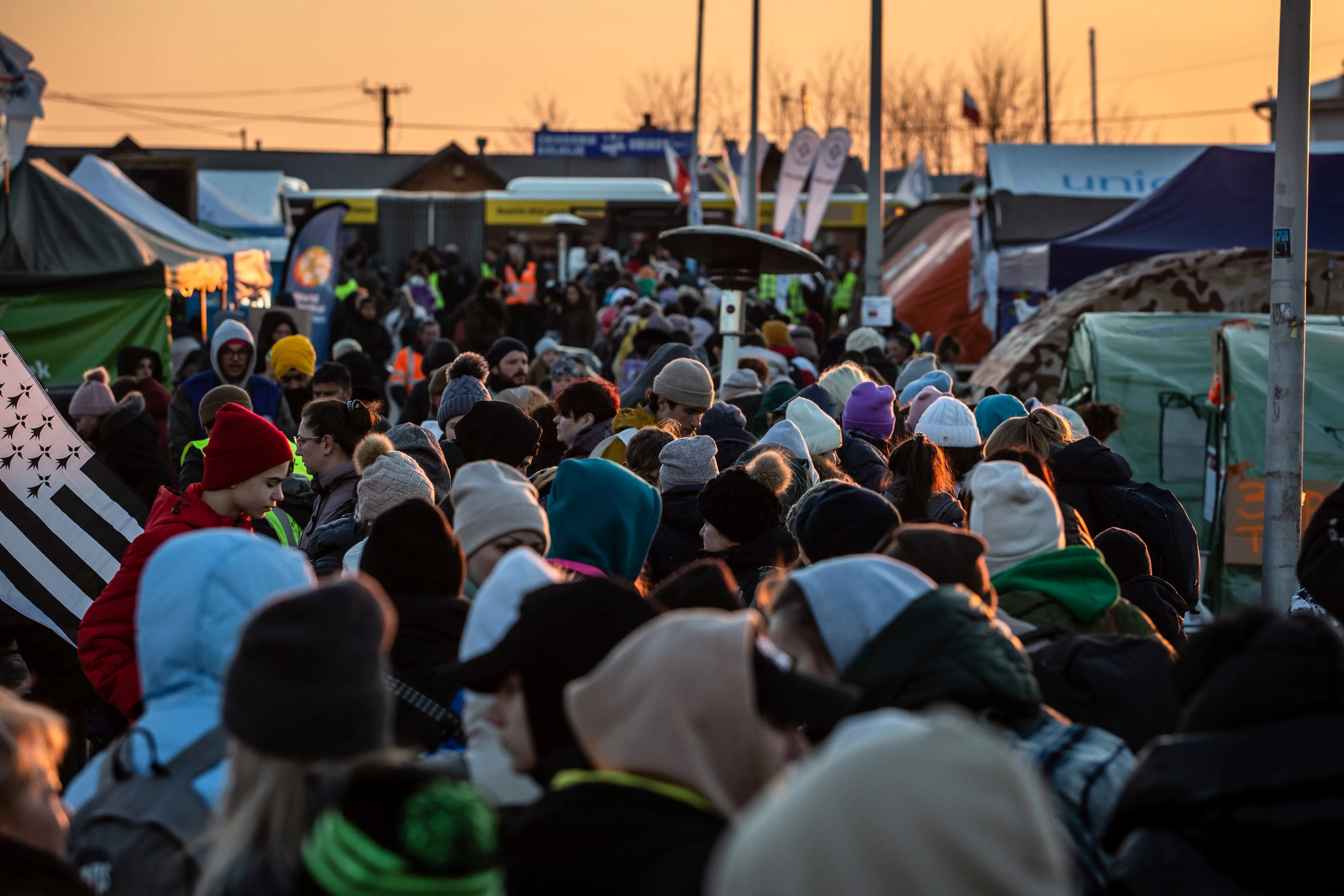 Ukrainian refugees at the Medyka border crossing in Poland, on March 18.