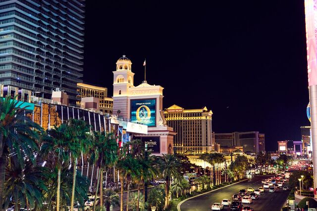 The Bellagio, at the center of the Strip.
