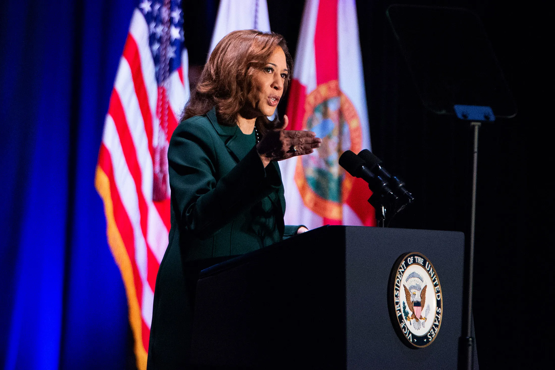 Kamala Harris speaks in Tallahassee, Florida on Jan. 22.