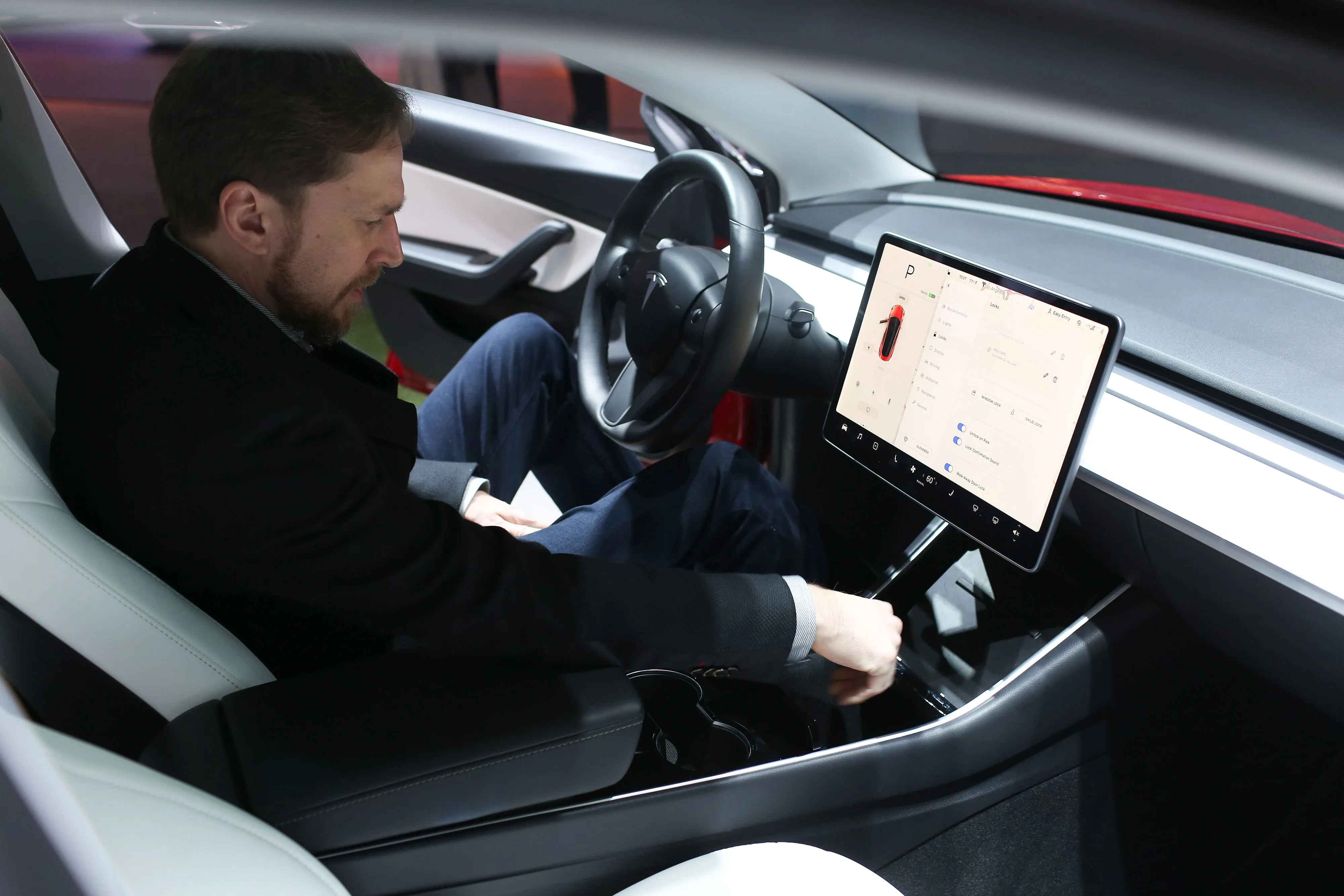 A&nbsp;Tesla Model 3 vehicle during AutoMobility LA in 2018.