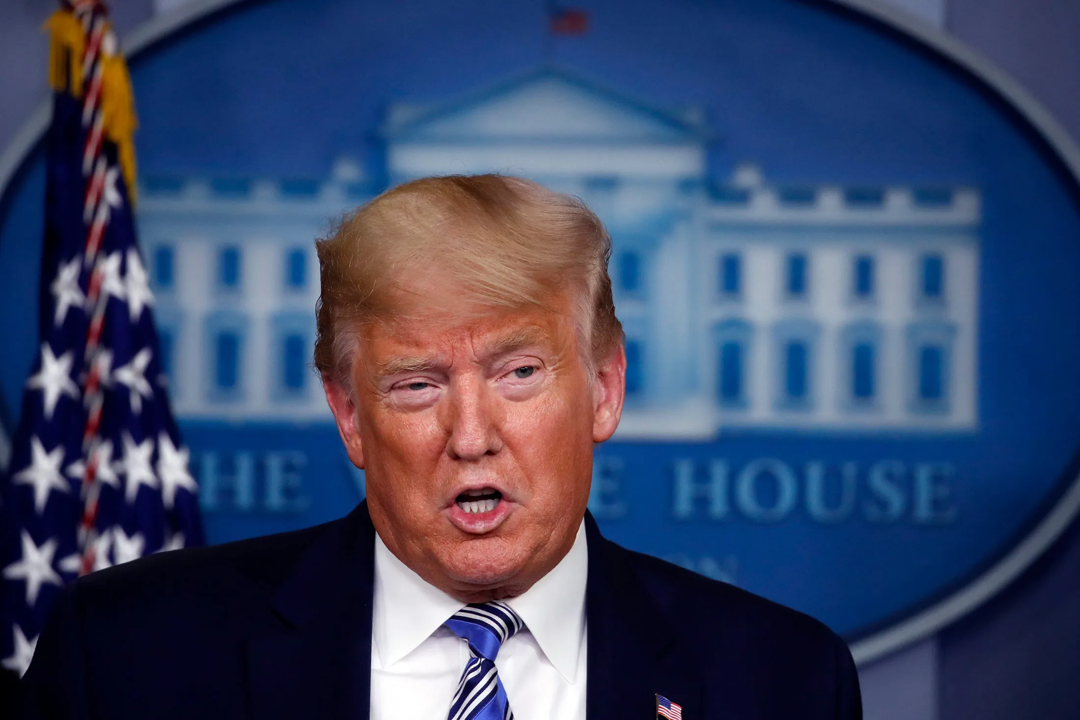 Donald Trump speaks at the White House in Washington on&nbsp;March 23.