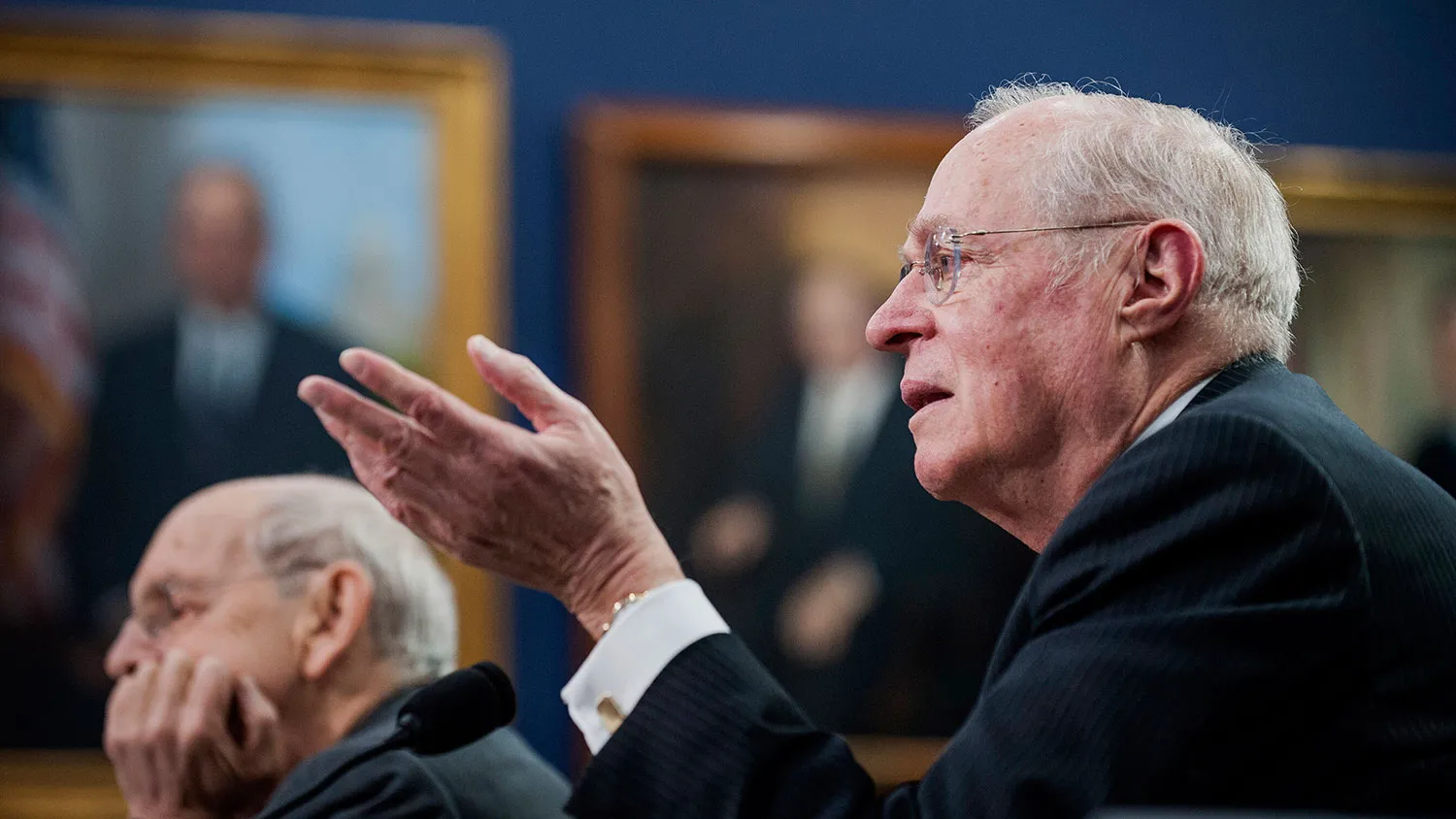 Supreme Court Justices Stephen Breyer, left, and Anthony Kennedy testify during a congressional hearing in Washington on March 23, 2015.
