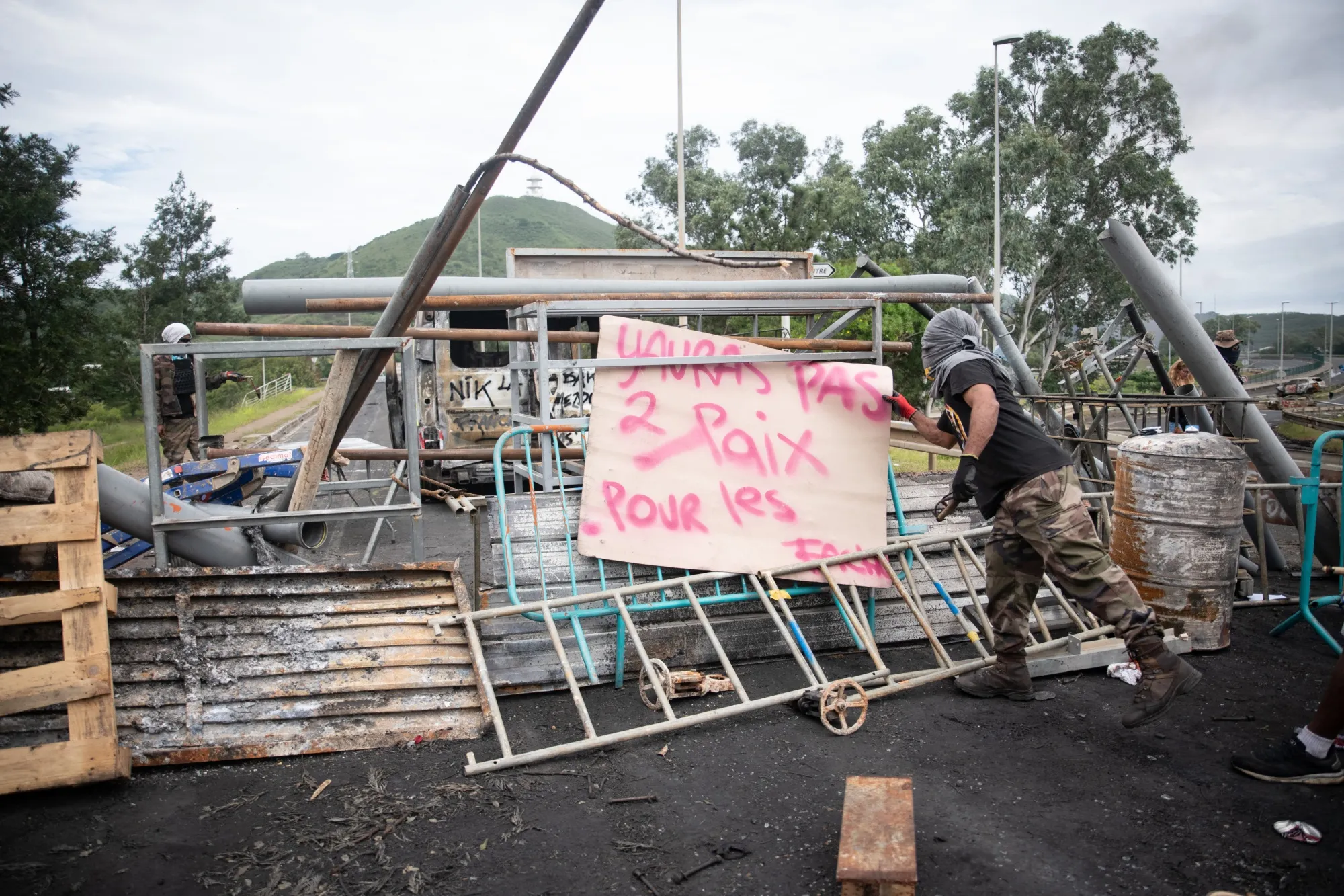 A roadblock in Ducos, New Caledonia, on May 21.