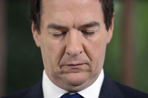 George Osborne, U.K.'s chancellor of the exchequer, reacts during a news conference on Monday, June 27, 2016