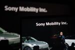 Kenichiro Yoshida, president and chief executive officer of Sony Group Corp., presents Sony Mobility Inc. . 