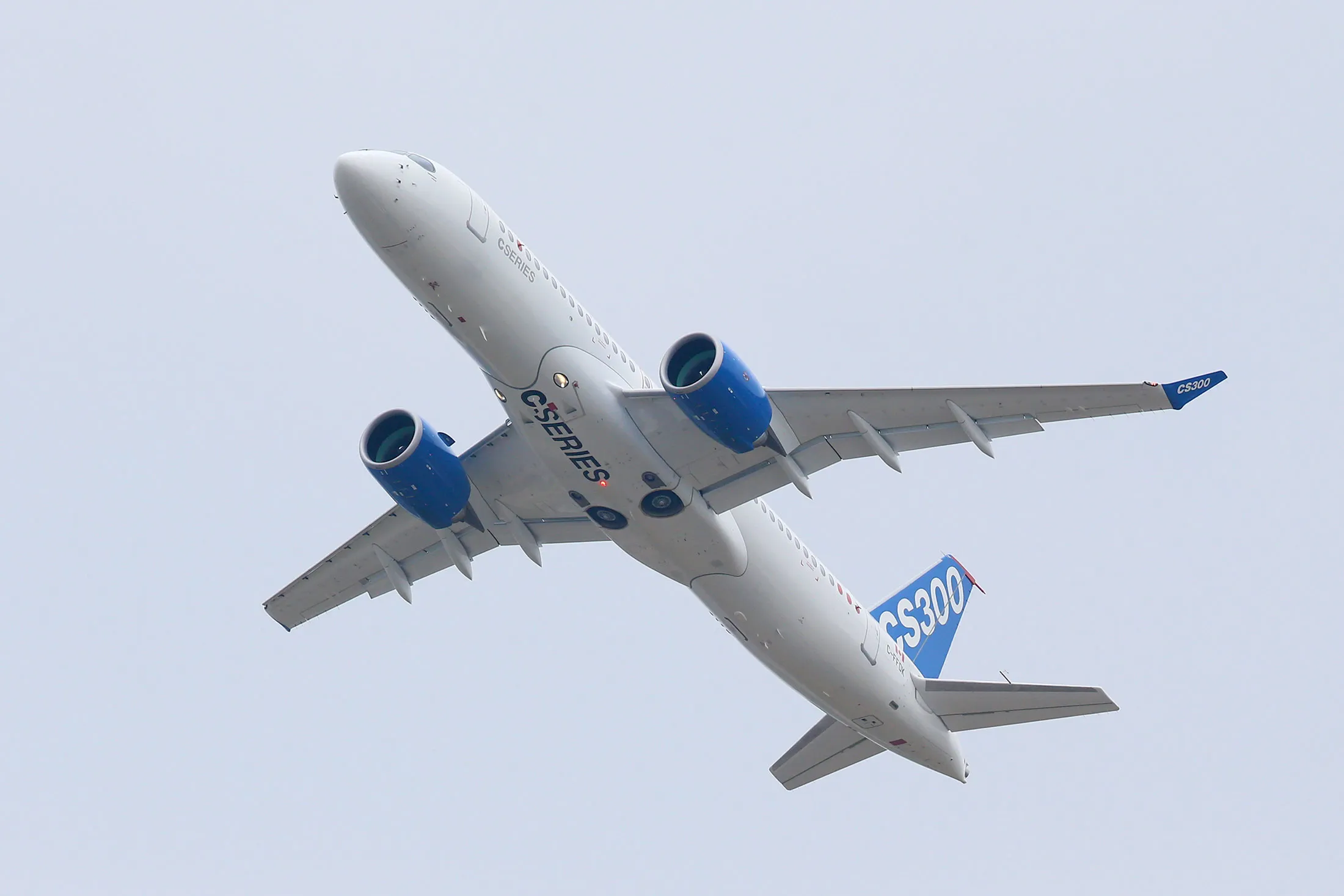 A Bombardier CS300 C Series business jet.
