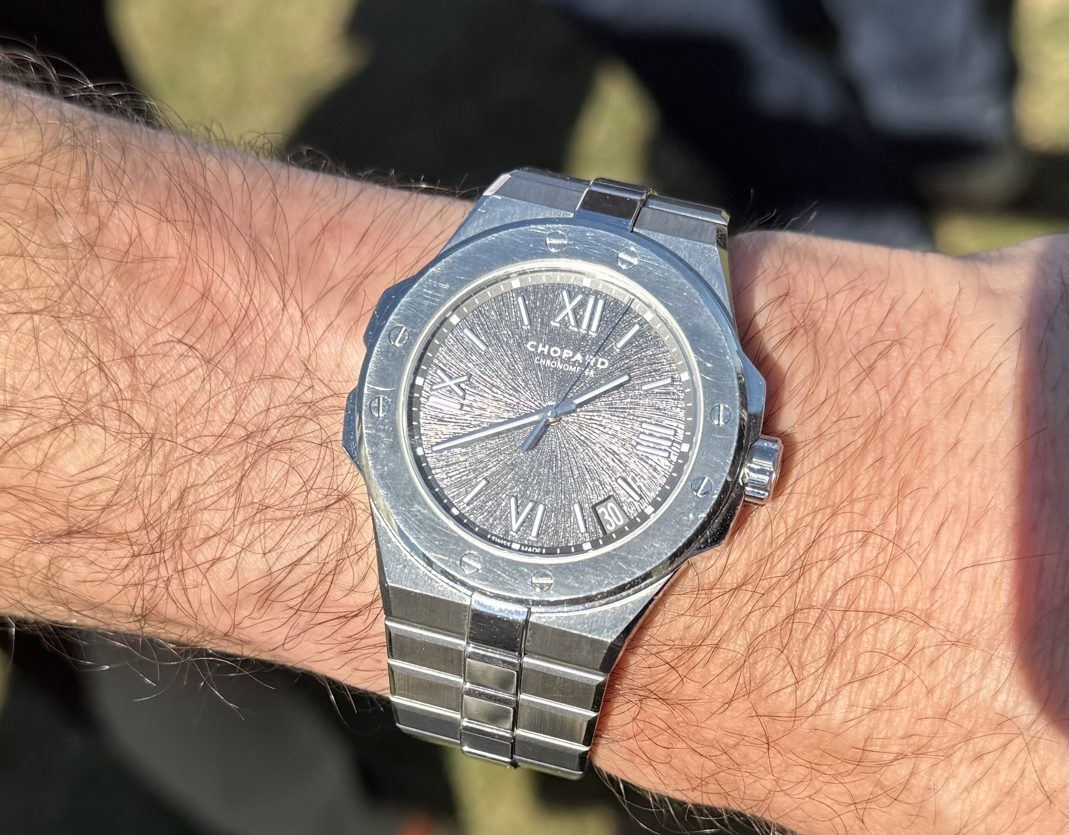 Kyle said he got himself this Chopard Alpine Eagle for his recent wedding. He was also pushing a baby stroller as I talked to him. Good job Kyle! Photographer: Chris Rovzar&#x2F;Bloomberg