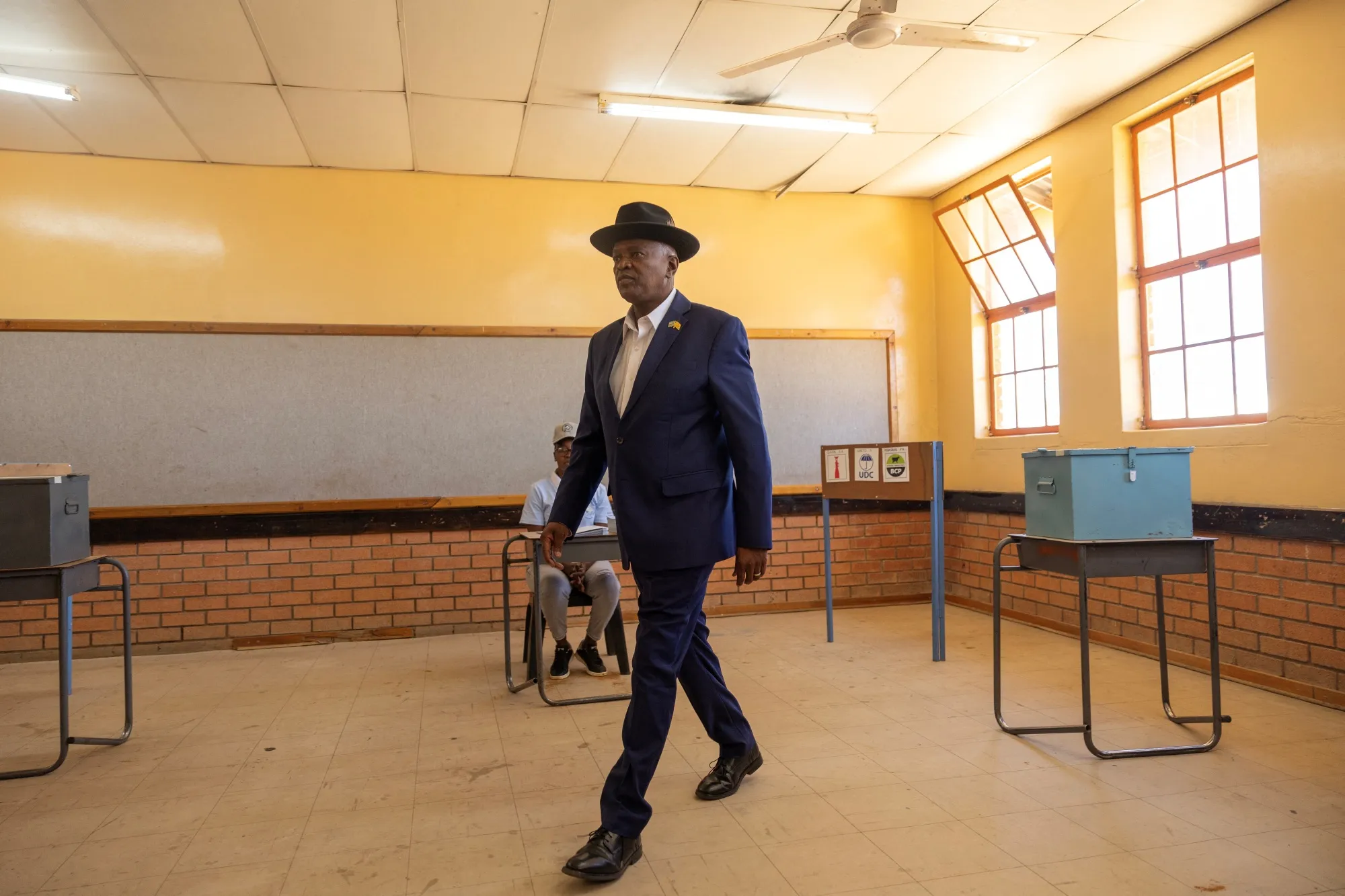 Mokgweetsi Masisi at a polling station&nbsp;in Moshupa Village, west of Gaborone, on Oct. 30.