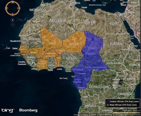 MAP: CFA Franc Zone