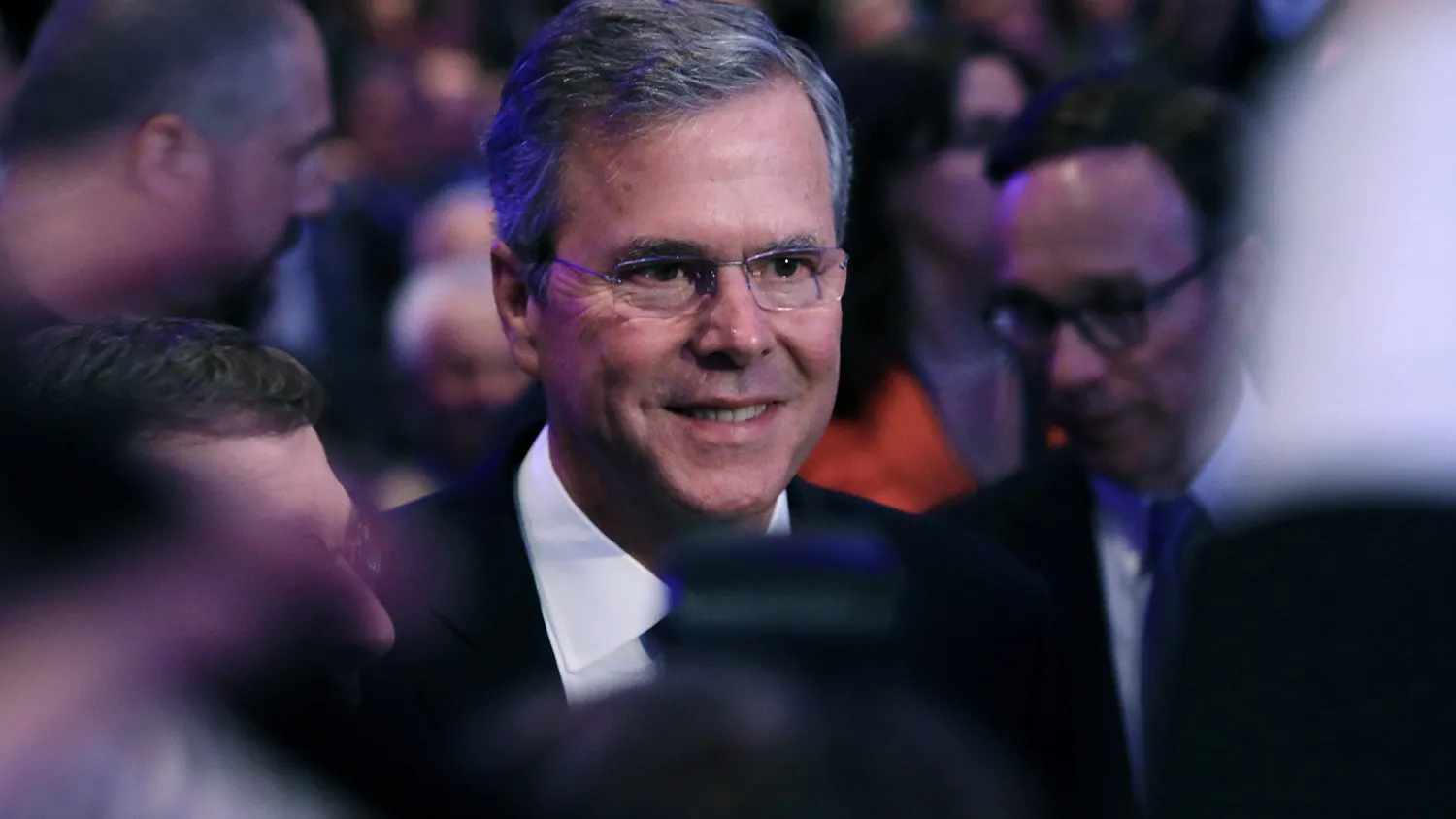 Jeb Bush, former governor of Florida, center, attends the Wirtschaftsrat conference in Berlin, Germany, on Tuesday, June 9, 2015.
