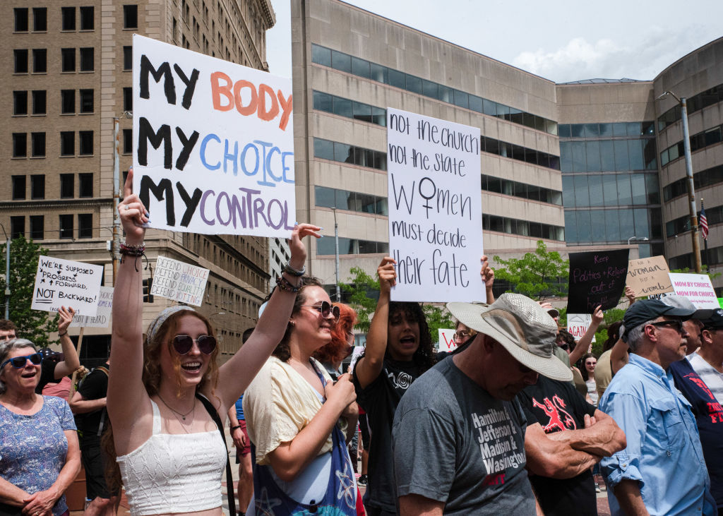 Protesters at a 2022 abortion rights rally in Dayton, Ohio. A state ballot initiative on a constitutional right to reproductive freedom is a test case for 2024.
