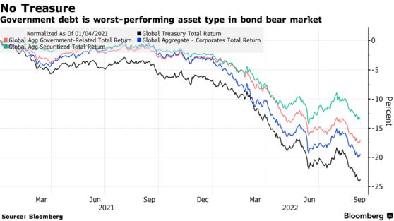 Government debt is worst-performing asset type in bond bear market