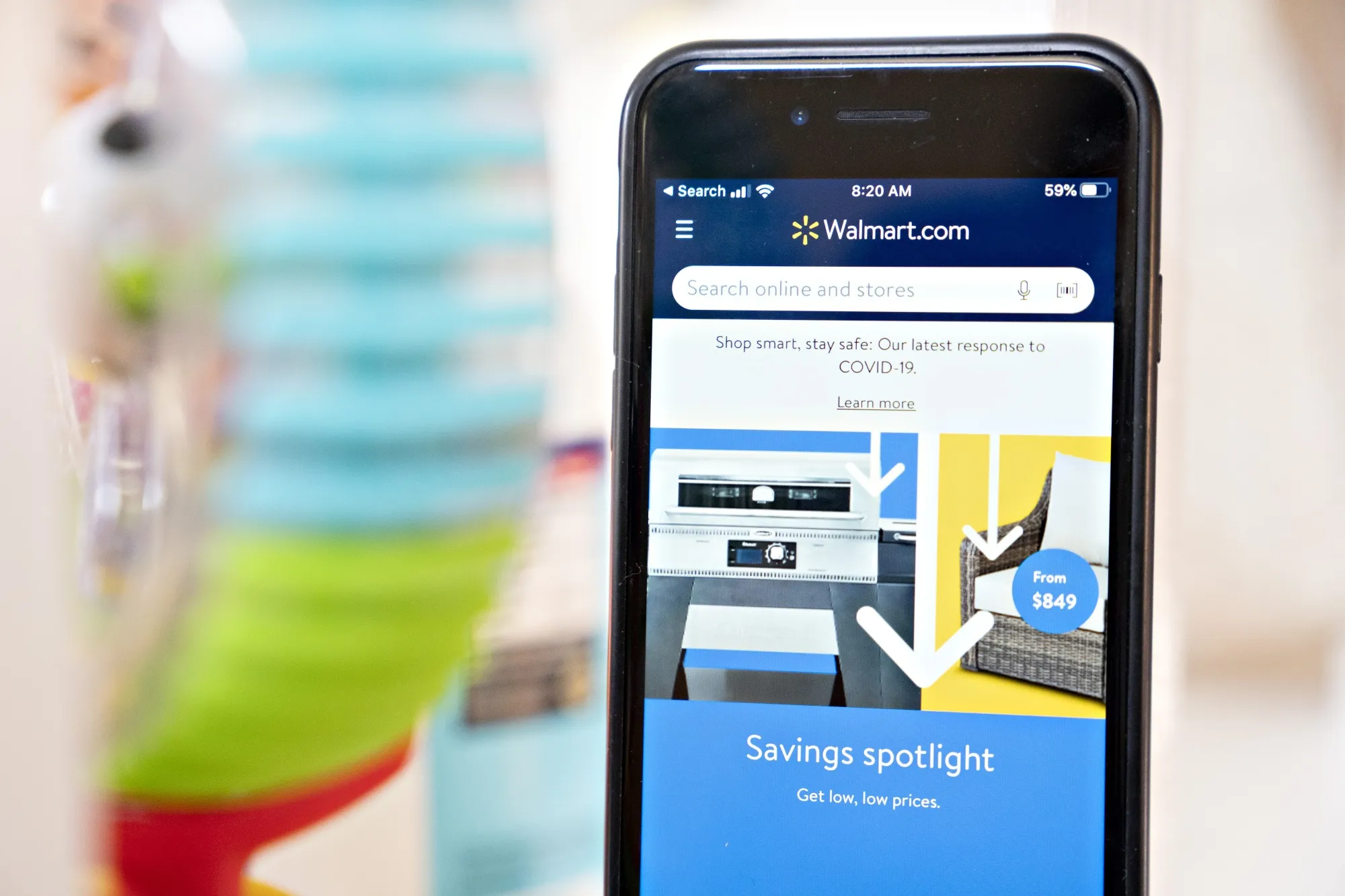 The Walmart application is arranged on a smartphone in Arlington, Virginia.